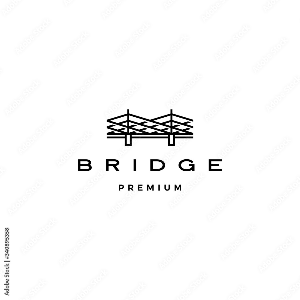 bridge logo vector icon illustration line outline monoline
