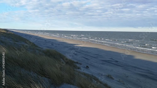 Empty beach of the Baltic sea beach early morning