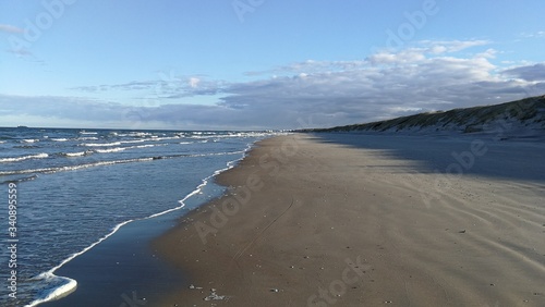 Empty beach of the Baltic sea beach early morning