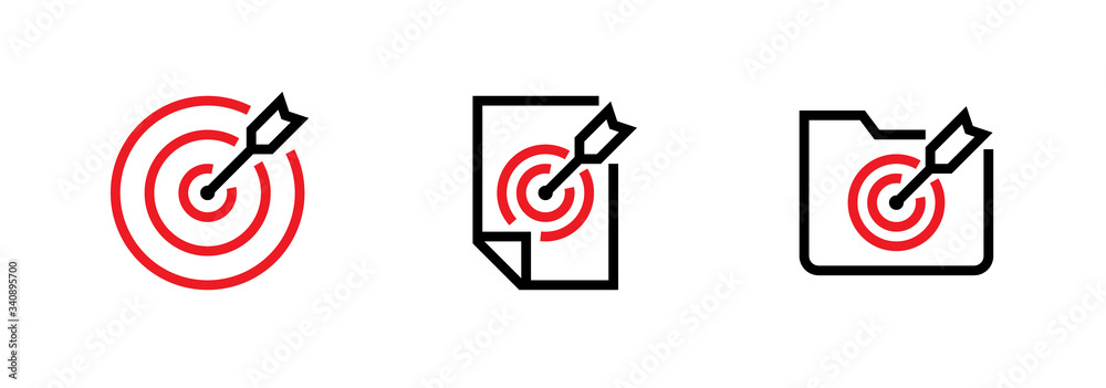 Set of Goal, File and Folder Targets icons. Editable line vector. Set of Goal, File and Folder Targets icons. Editable line vector.