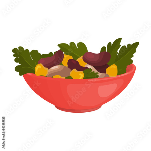 Vegetable salad vector icon.Cartoon vector icon isolated on white background vegetable salad.