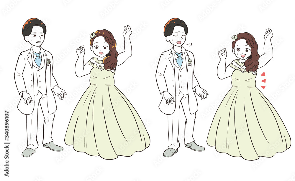 太った新婦を見て幻滅する新郎 太った新婦を見て幻滅する新郎