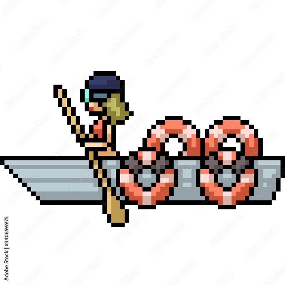 Fototapeta premium vector pixel art isolated safety boat