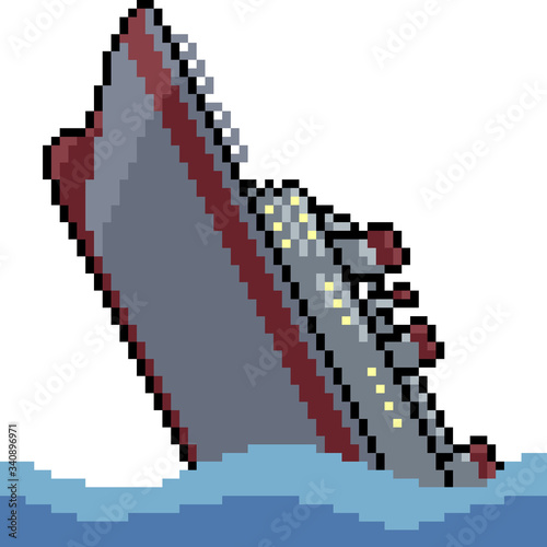 vector pixel art isolated shipwreck