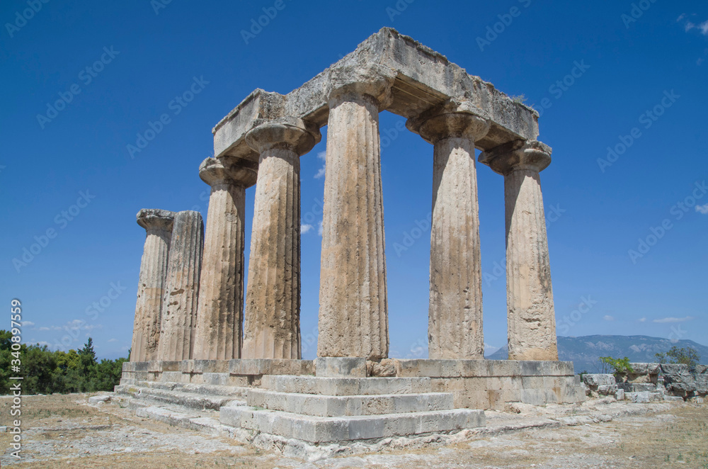 Apollo Temple ruins in Doric style with  7 columns in Ancient Co