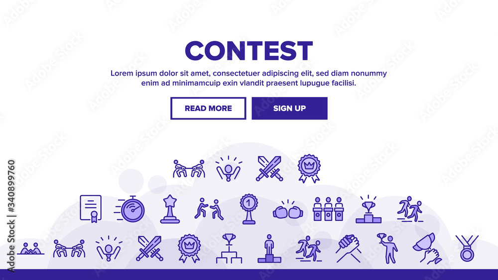 Contest Sport Activity Landing Web Page Header Banner Template Vector ...
