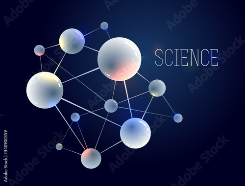 Molecules vector illustration, science chemistry and physics theme abstract background, micro and nano science and technology theme, atoms and microscopic particles.