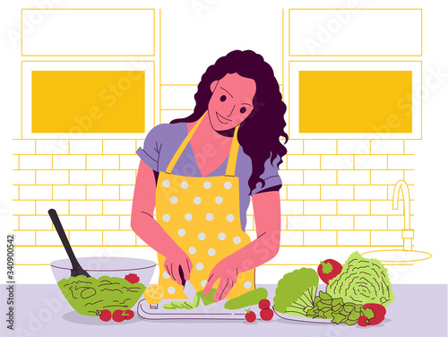 Women cooking in the kitchen Vector illustration