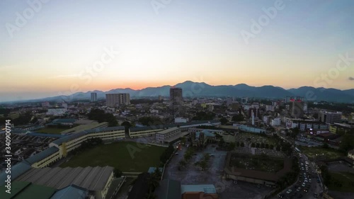 Time Lapse Of Ipoh City From Day To Night.Pan Left To Right. HD