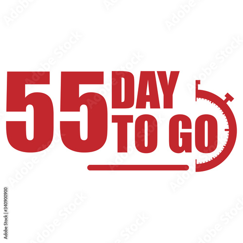 55 day to go label, red flat promotion icon, Vector stock illustration: For any kind of promotion