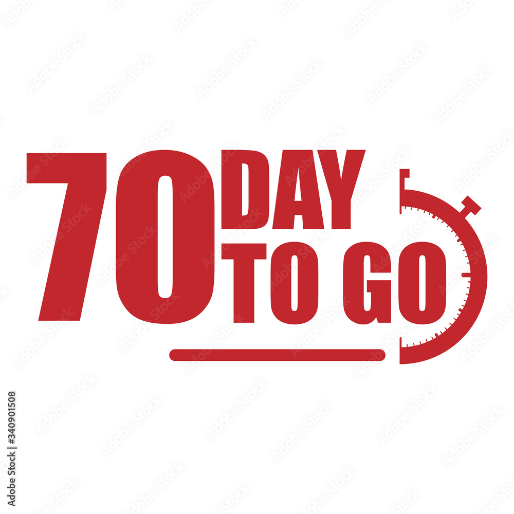 Plakat 70 day to go label, red flat promotion icon, Vector stock illustration: For any kind of promotion