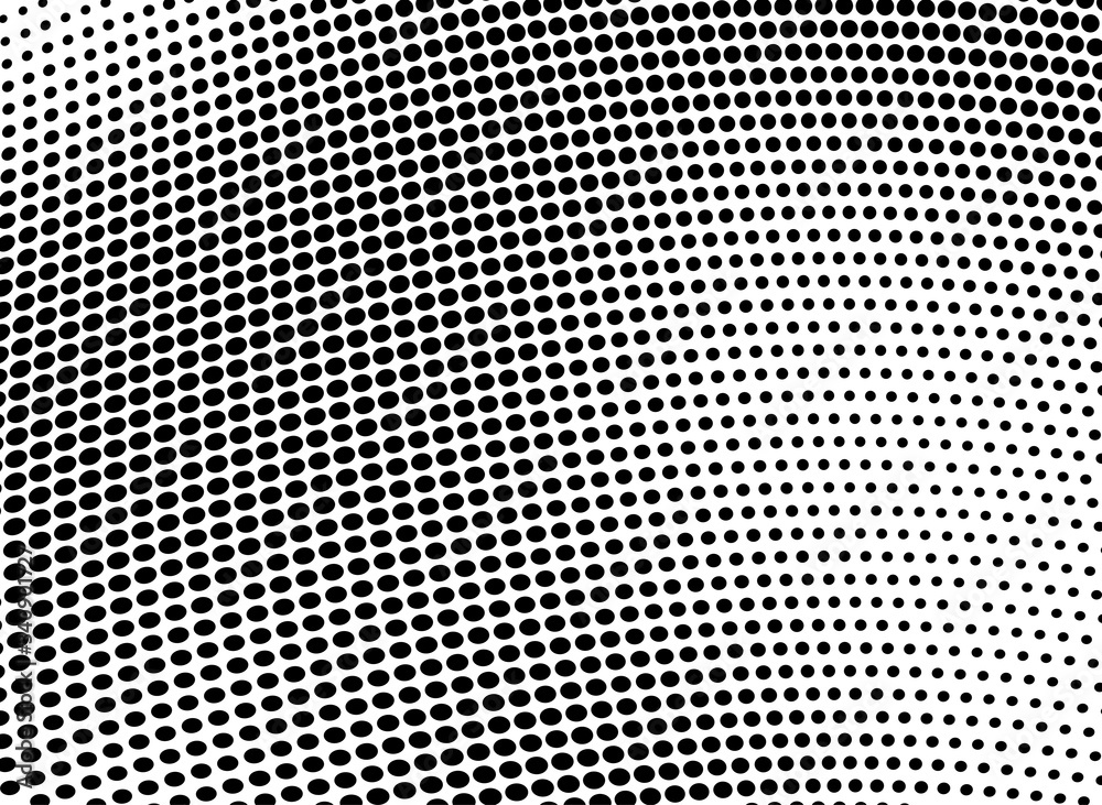 Wave halftone texture. Abstract monochrome chaotic background. Template for printing on wrapping paper, fabric, posters, business cards. Black and white background for websites