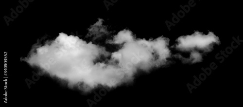 White cloud isolated on black background ,Textured smoke ,brush effect