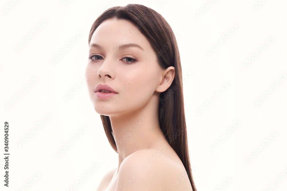 Beautiful young girl with natural make-up. Blank Space Beautiful young girl with natural make-up. Blank Space