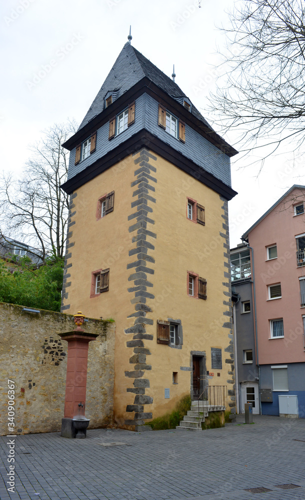 Frankfurt Main, Germany historical defense tower in Sachsenhausen