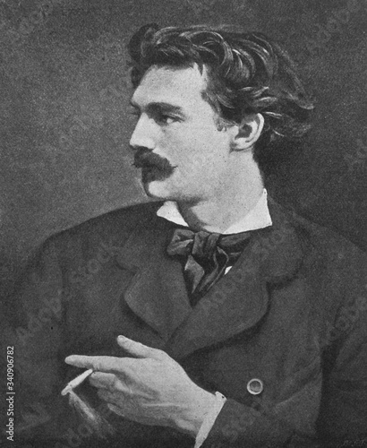 The Anselm Feuerbach's portrait, a German painter in the old book the History of Painting, by R. Muter, 1887, St. Petersburg photo