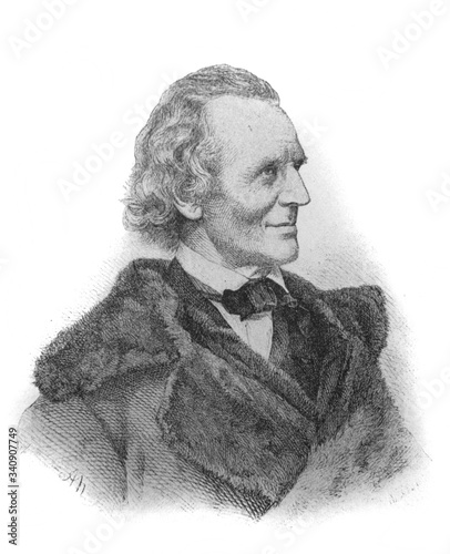 Bilde på lerret The Julius Schnorr von Carolsfeld's portrait, a German painter in the old book the History of Painting, by R