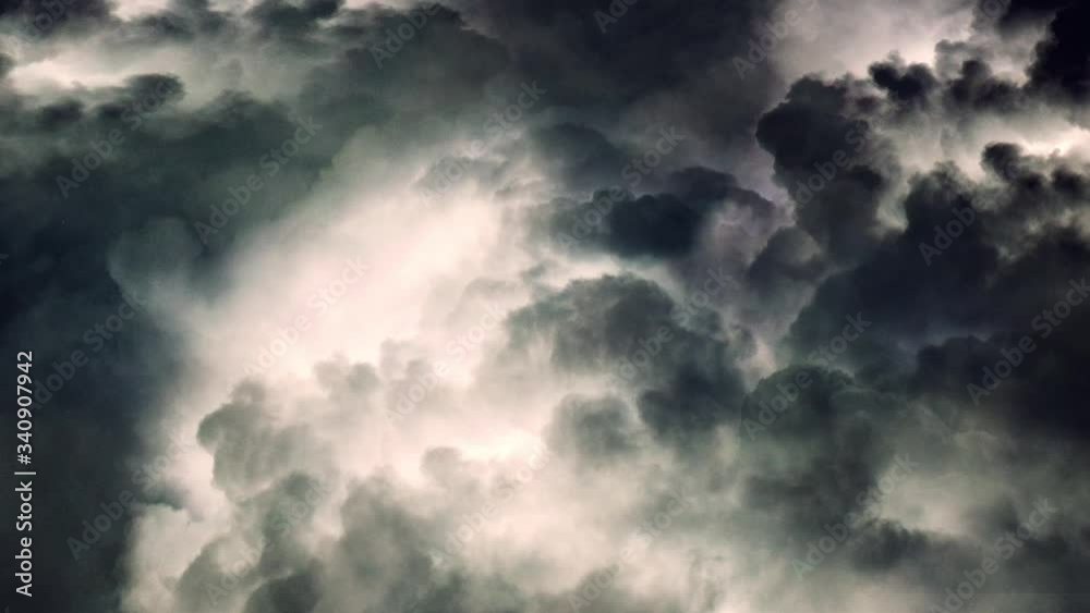 storm, dark clouds with lightning strikes, animation