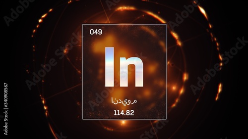 Canvas Print 3D illustration of Indium as Element 49 of the Periodic Table