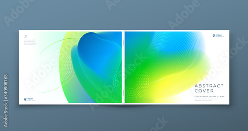 Horizontal Liquid Abstract Cover Background Design. Landscape Fluid Dynamic Element for Modern Brochure, Banner, Poster, Flyer or Presentation Template with Line Pattern.