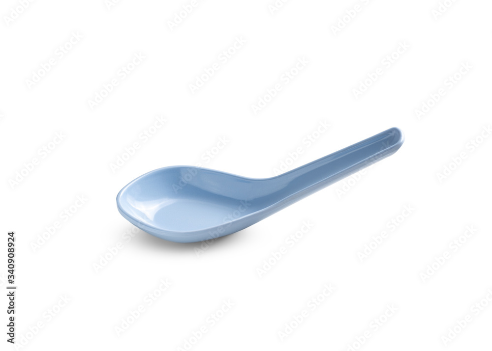 blue soup spoon on white background blue soup spoon on white background