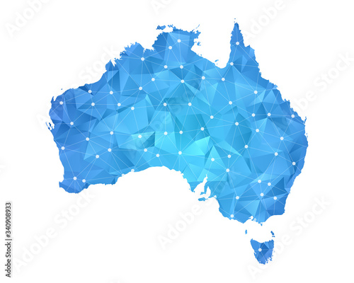Australia Map - Abstract geometric rumpled triangular low poly style gradient graphic on white background , line dots polygonal design for your . Vector illustration eps 10