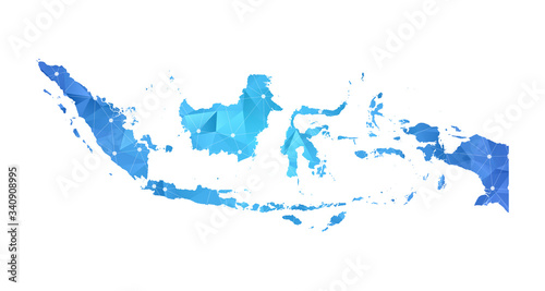 Indonesia Map - Abstract geometric rumpled triangular low poly style gradient graphic on white background , line dots polygonal design for your . Vector illustration eps 10