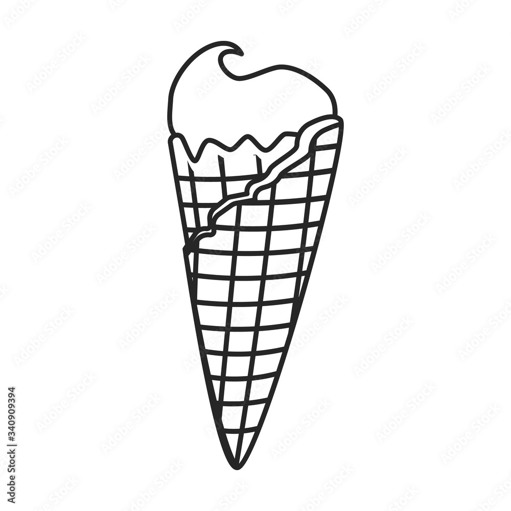 Waffle cone vector icon.Outline vector icon isolated on white background waffle cone.