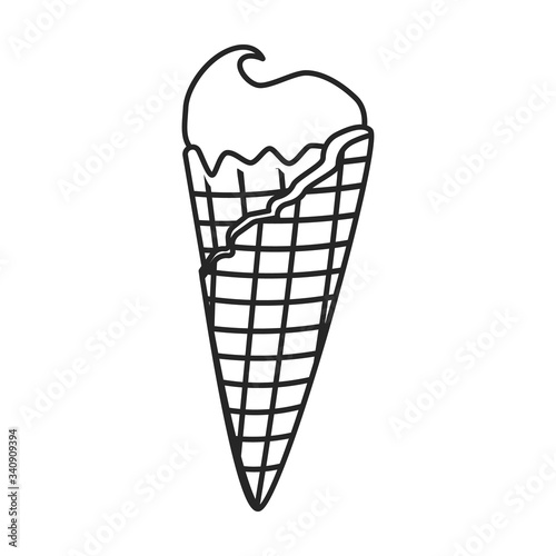 Waffle cone vector icon.Outline vector icon isolated on white background waffle cone.