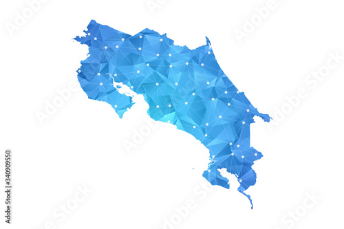 Costa Rica Map - Abstract geometric rumpled triangular low poly style gradient graphic on white background , line dots polygonal design for your . Vector illustration eps 10.
