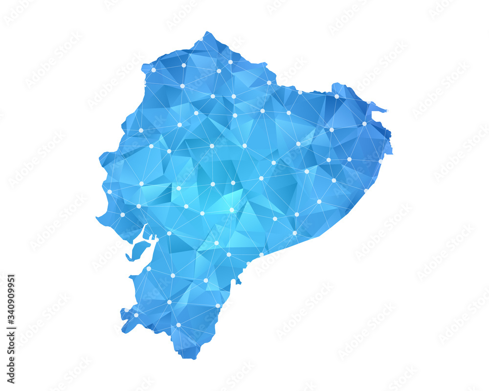 Ecuador Map - Abstract geometric rumpled triangular low poly style gradient graphic on white background , line dots polygonal design for your . Vector illustration eps 10. Ecuador Map - Abstract geometric rumpled triangular low poly style gradient graphic on white background , line dots polygonal design for your . Vector illustration eps 10.