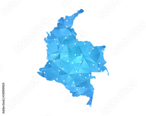 Colombia Map - Abstract geometric rumpled triangular low poly style gradient graphic on white background , line dots polygonal design for your . Vector illustration eps 10.