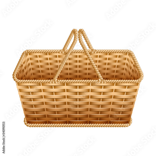 Basket vector icon. Realistic vector icon isolated on white background basket.