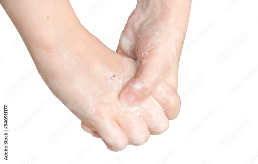 Fototapeta premium Hand washing isolated on white background