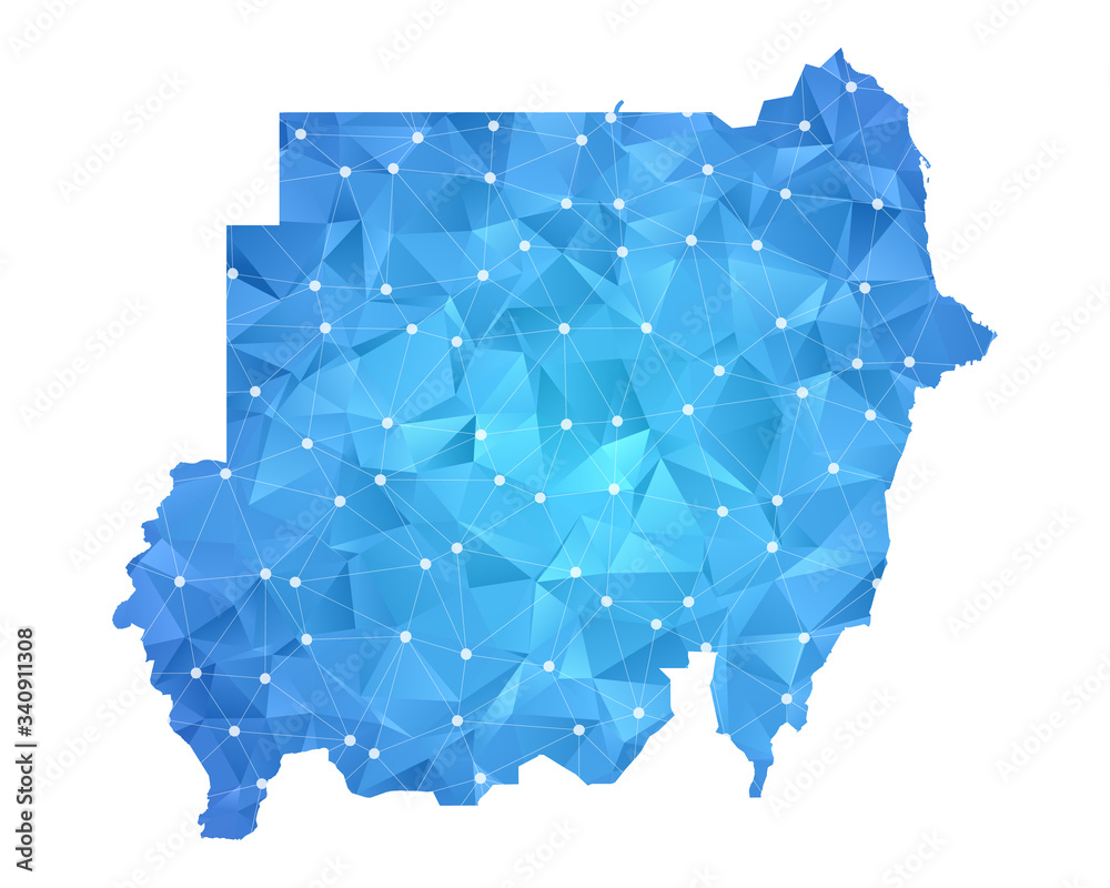 Sudan Map - Abstract geometric rumpled triangular low poly style gradient graphic on white background , line dots polygonal design for your . Vector illustration eps 10. Sudan Map - Abstract geometric rumpled triangular low poly style gradient graphic on white background , line dots polygonal design for your . Vector illustration eps 10.