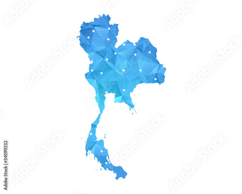 Thailand Map - Abstract geometric rumpled triangular low poly style gradient graphic on white background , line dots polygonal design for your . Vector illustration eps 10.