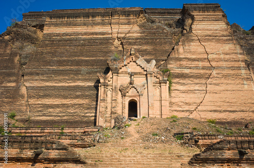 Mingun Pahtodawgyi pagoda - giant ancient unfinished stupa destroyed by earthquake. Myanmar