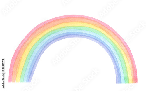 Watercolor multicolored rainbow on white background.Watercolour illustration