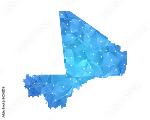 Mali Map - Abstract geometric rumpled triangular low poly style gradient graphic on white background , line dots polygonal design for your . Vector illustration eps 10.