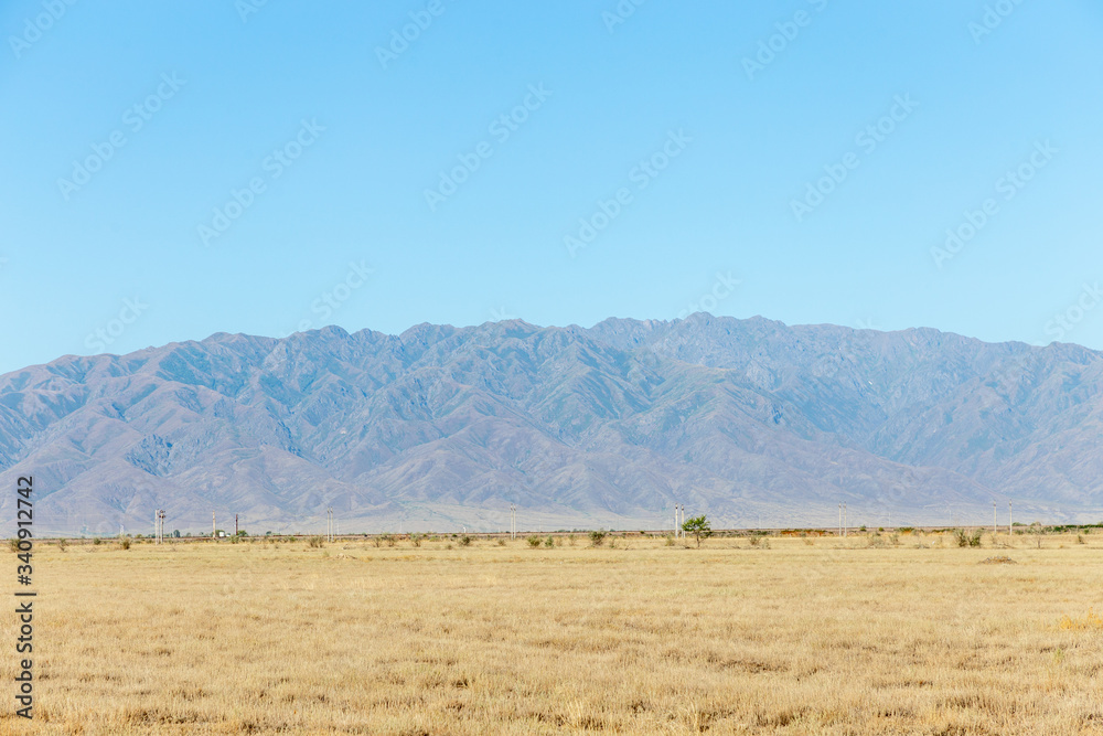 Beautiful mountains near Alakol lake. Alakol lake is a healing lake in Kazakhstan near the border with China. Akshi and Kotkuma resorts, Almaty region, Kazakhstan Republic.