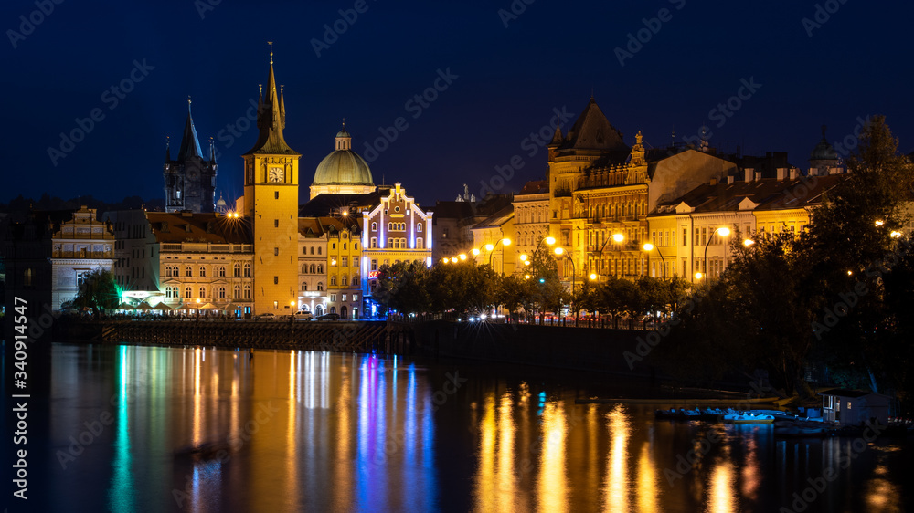 Embankment of the Vltava river in Prague, the capital of Czech Republic