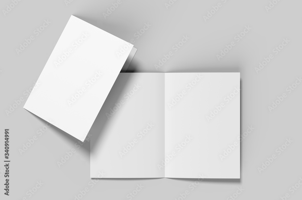 Blank half fold brochure template for mock up and presentation design. 3d render illustration. Blank half fold brochure template for mock up and presentation design. 3d render illustration.