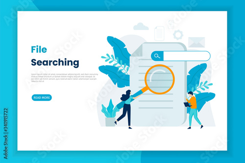 File searching illustration concept landing page. This design can be used for websites, landing pages, UI, mobile applications, posters, banners