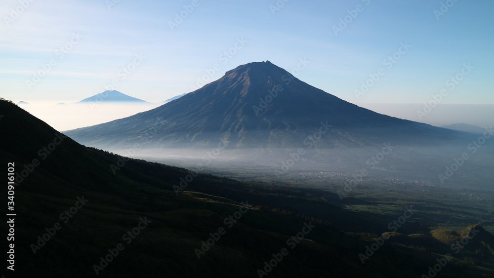Beautiful in the city of Wonosobo with a background of mount sumbing and mount merbabu