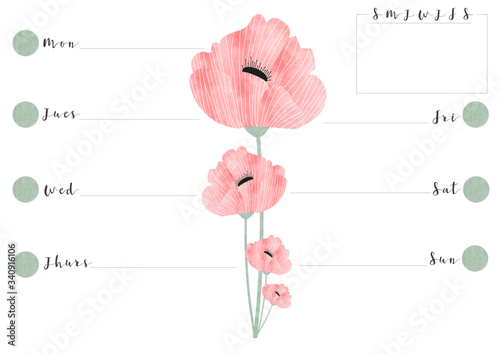 WEEKLY ORGANIZER IN WATERCOLOR EFFECT