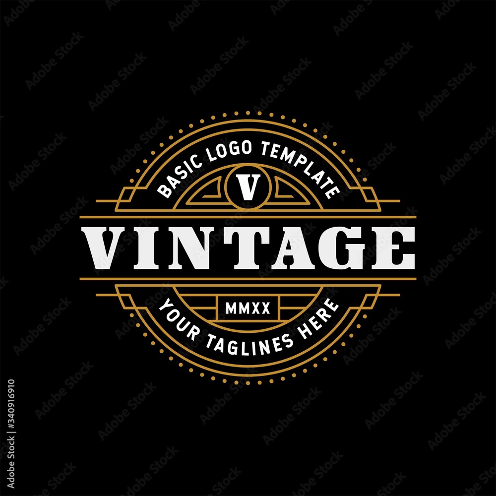 Fototapeta premium Vintage Retro Logo Design Template Stamp Label Emblem Badge Vector Inspiration