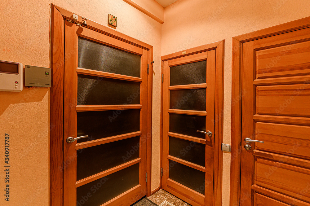 Russia, Moscow- January 15, 2020: interior room apartment room doors, repair corridor Russia, Moscow- January 15, 2020: interior room apartment room doors, repair corridor