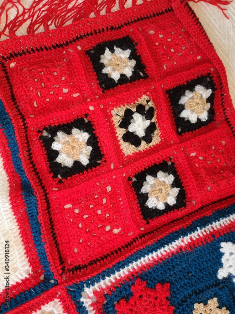 plaid, knitting, needlework, Christmas tree plaid, knitting, needlework, Christmas tree