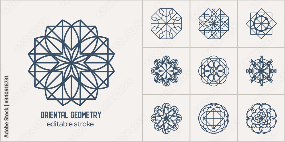 Vector Asian Linear Geometric Symbols Vector Asian Linear Geometric Symbols