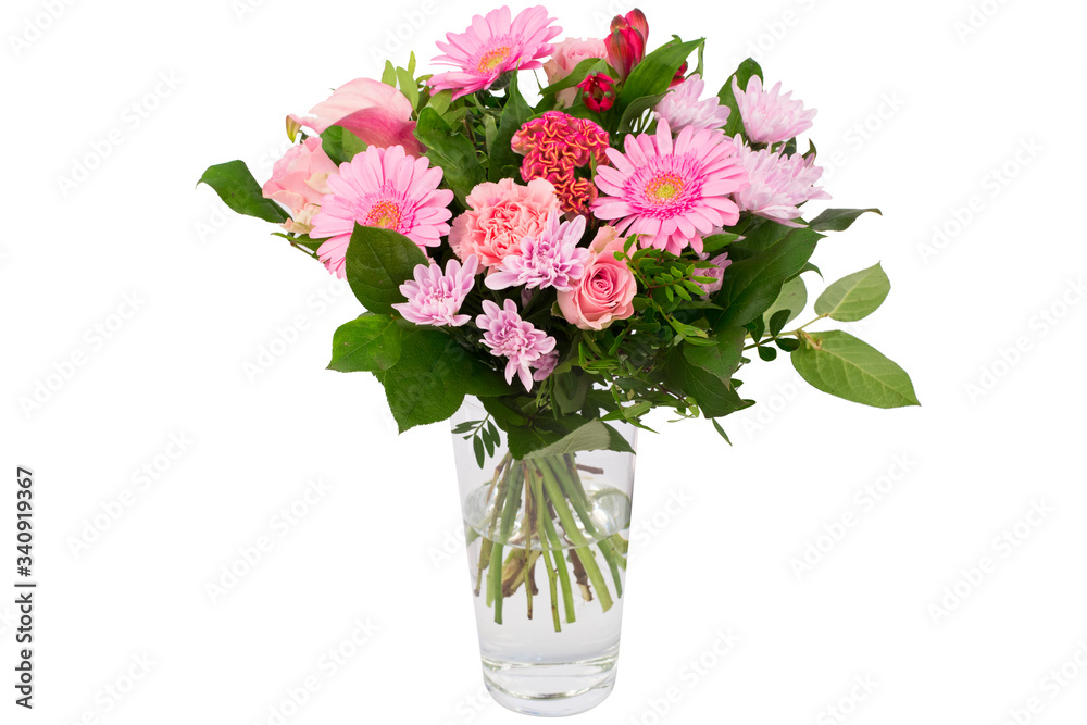 Colorful flower bouquet in a vase isolated Colorful flower bouquet in a vase isolated